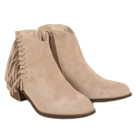 Boots à franges beige 100-113B0-2 Nude