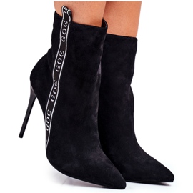 GOE Bottes Pour Femmes À Talons Hauts En Daim Noir GG2N3005 le noir