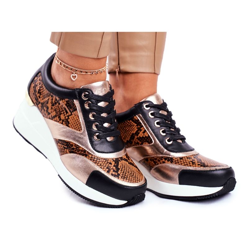 GOE Chaussures de sport pour femmes Baskets en cuir noir GG2N3044 le noir multicolore