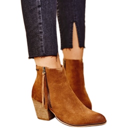 Bottes pour femmes à talons hauts Big Star Camel GG274364 brun multicolore