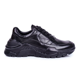 GOE Chaussures de sport pour hommes en cuir noir GG1N3014