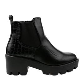 Bottines plates noires en éco-cuir Established le noir
