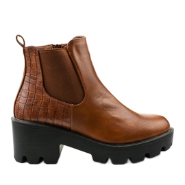 Bottines plates marron en éco-cuir Established brun