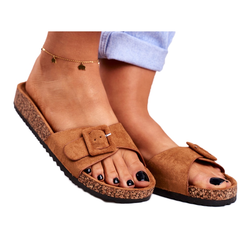 BUGO Chaussons Femme Marron Boucle Ajustable Rosaline brun