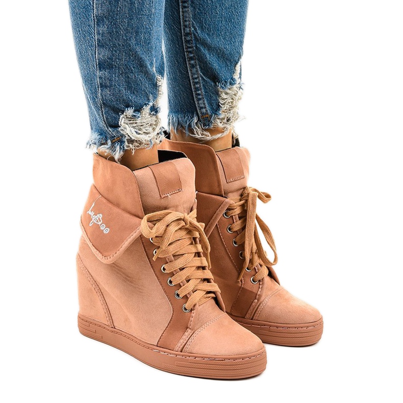 Baskets roses à lacets compensés B12-22 Baskets roses à lacets compensés B12-22