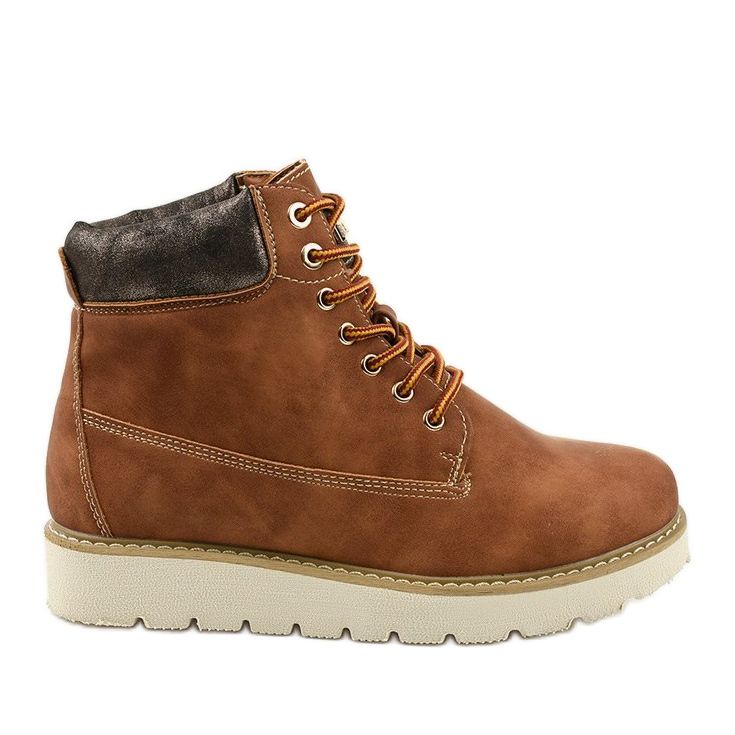 Boots à lacets camel Haireino brun