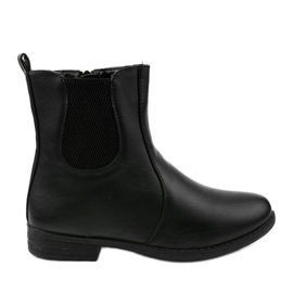 Bottines plates noires avec élastique et fermeture éclair Trini