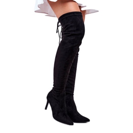 S.Barski Bottes Pour Femmes À Talons Hauts En Daim Noir Huanto le noir