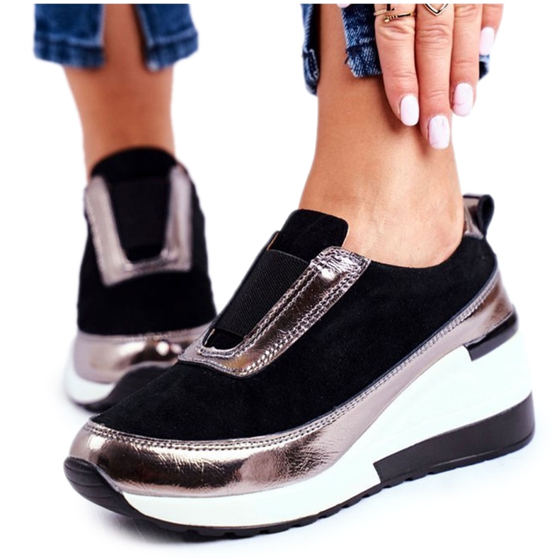 S.Barski Chaussures Sport Femme Baskets Cuir Noir Wilimont le noir