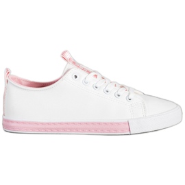 SHELOVET Baskets en cuir écologique blanc rose