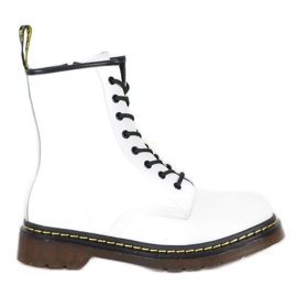 Bottes de combat en cuir avec fermeture à glissière MCKEY blanc noir