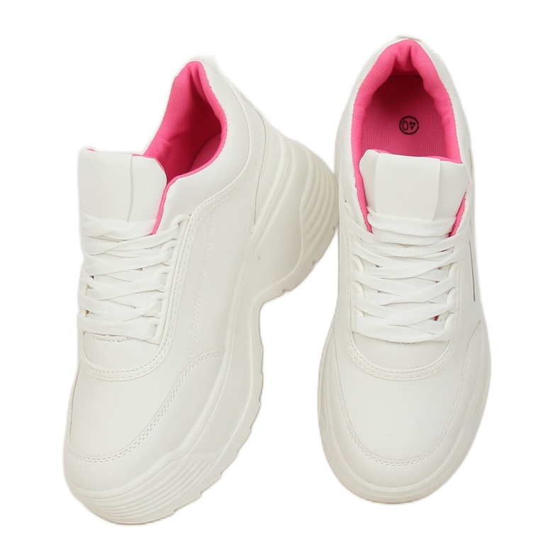 Chaussures de sport blanches LA78P Fushia à semelle haute rose Chaussures de sport blanches LA78P Fushia à semelle haute rose
