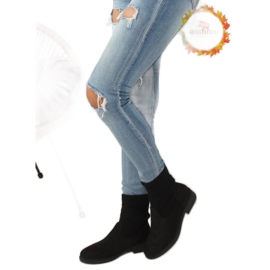 Bottines avec dessus de pull noir E2100 Noir