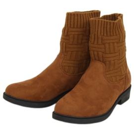 Bottines avec un pull camel E2100 Tige en pull camel brun