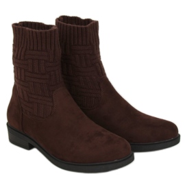 Bottines avec dessus en pull marron E2100 Marron brun