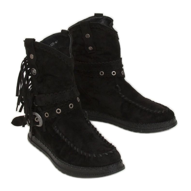 Bottines noires style bohème ST-17P Noir le noir