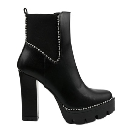 Bottines noires à fermeture éclair 18801-1 élastiquée