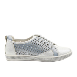PA1 Baskets en éco-cuir ajourées blanches A18-6252