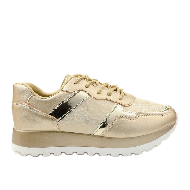 Baskets de sport en cuir écologique doré 2019-447 d'or