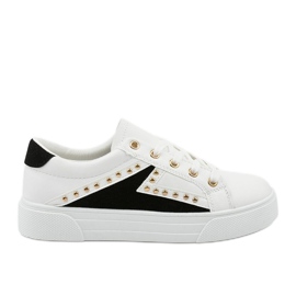 Baskets classiques blanches avec strass A88-69 noir