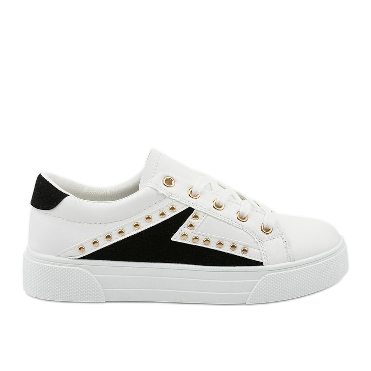 Baskets classiques blanches avec strass A88-69 le noir