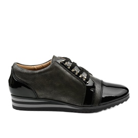 Baskets compensées à la mode noires 15S8621 le noir