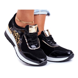 Vinceza Chaussures de sport pour femmes Baskets en cuir noir 21-7778