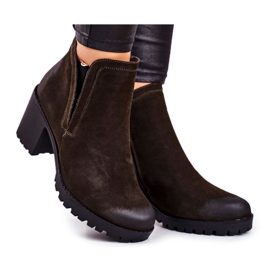 S.Barski Bottines Femme Talon Chaud Kaki Veronica brun