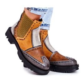 Bottes Jodhpur en cuir pour femmes Maciejka Jaune 04634 multicolore