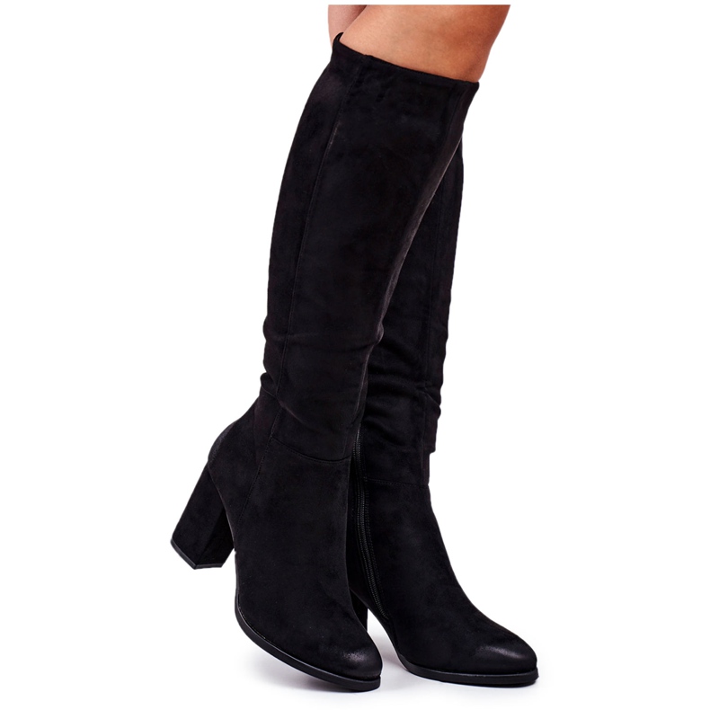 S.Barski Bottes Pour Femmes À Talons En Daim Noir Plusieurs Fois le noir