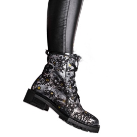 Bottes Femme Cuir Maciejka Fleurs 04869-38 noir multicolore