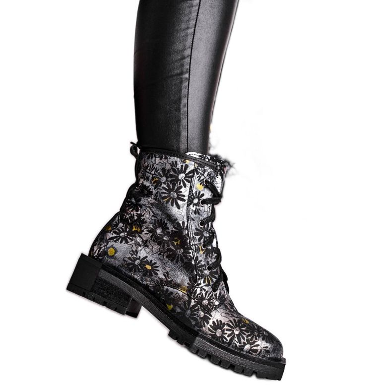 Bottes Femme Cuir Maciejka Fleurs 04869-38 le noir multicolore