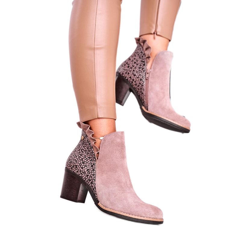 Bottines Femme à Talon Cuir Printemps Maciejka Beige 04833-04 Bottines Femme à Talon Cuir Printemps Maciejka Beige 04833-04