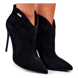 GOE Bottes Pour Femmes À Talons Hauts En Daim Noir GG2N3033