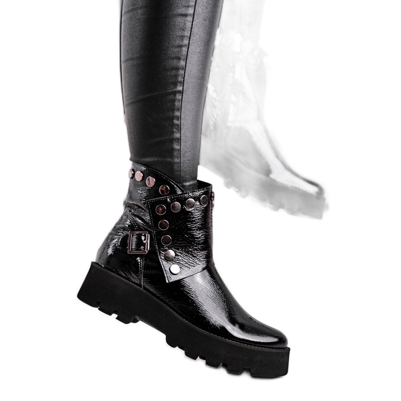Bottines Femme en Cuir Laqué Noir Exquisite 1199 le noir
