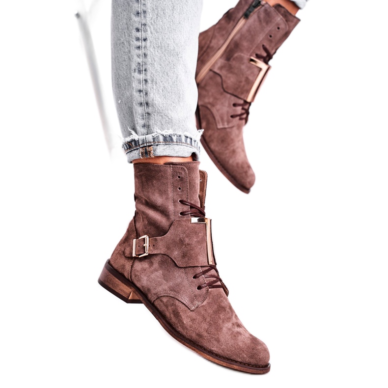 Bottines Femme Nicole Daim Marron Clair 2591 brun Bottines Femme Nicole Daim Marron Clair 2591 brun