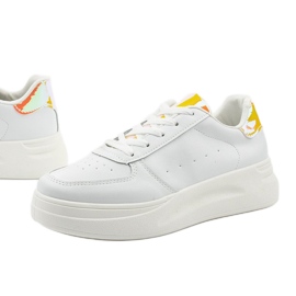 Baskets blanches brillantes LLQ205-17 doré