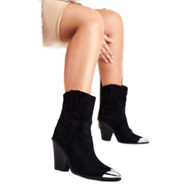 Bottes Hautes Femme Daim Bout d'Acier Noir Emporia le noir