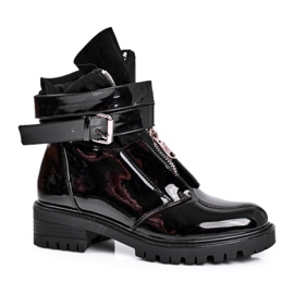 SEA Boots à bride Femme Laquées Noir Joyce le noir