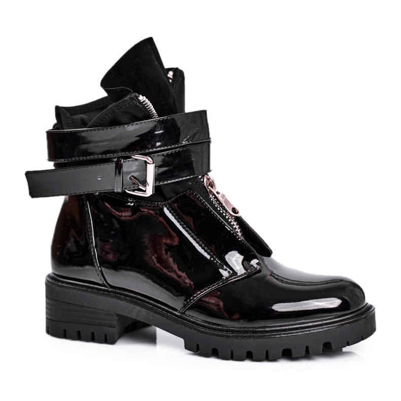 SEA Boots à bride Femme Laquées Noir Joyce le noir