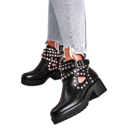 Bottines Femme Avec Rivets Grunge Noir Heavenly le noir