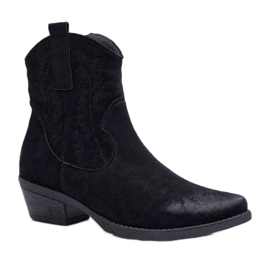 BUGO Bottes de cowboy pour femmes en daim noir Ferders le noir