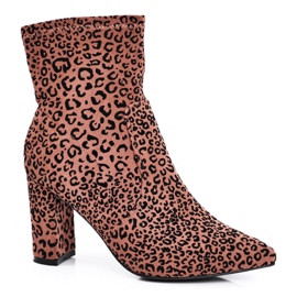 S.Barski Bottes à Talons Femme Centki Camel Panther brun noir