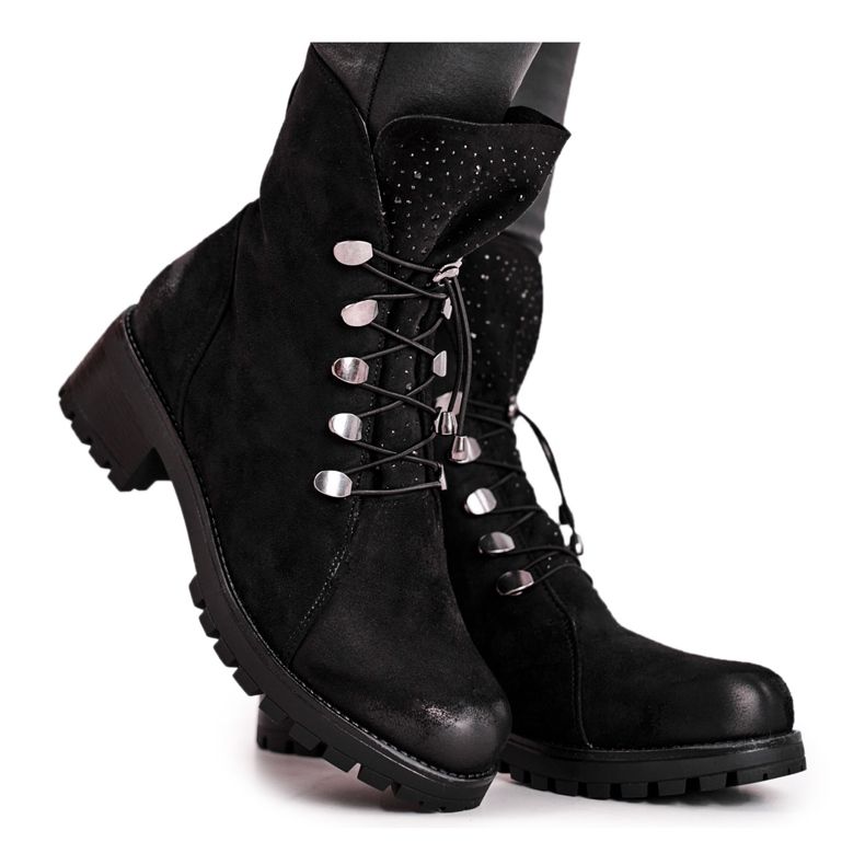 S.Barski Bottes Femme Chaud Noir Bipper Workers le noir
