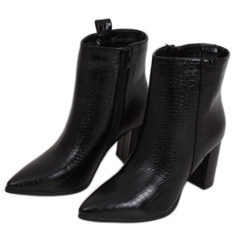 Bottines à talons en cuir serpent Noir RB54 Noir
