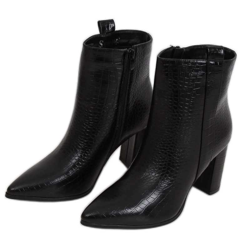Bottines à talons en cuir serpent Noir RB54 Noir le noir
