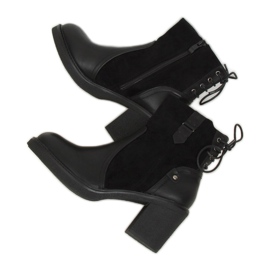 Bottines noires à talons larges H8116 Noir