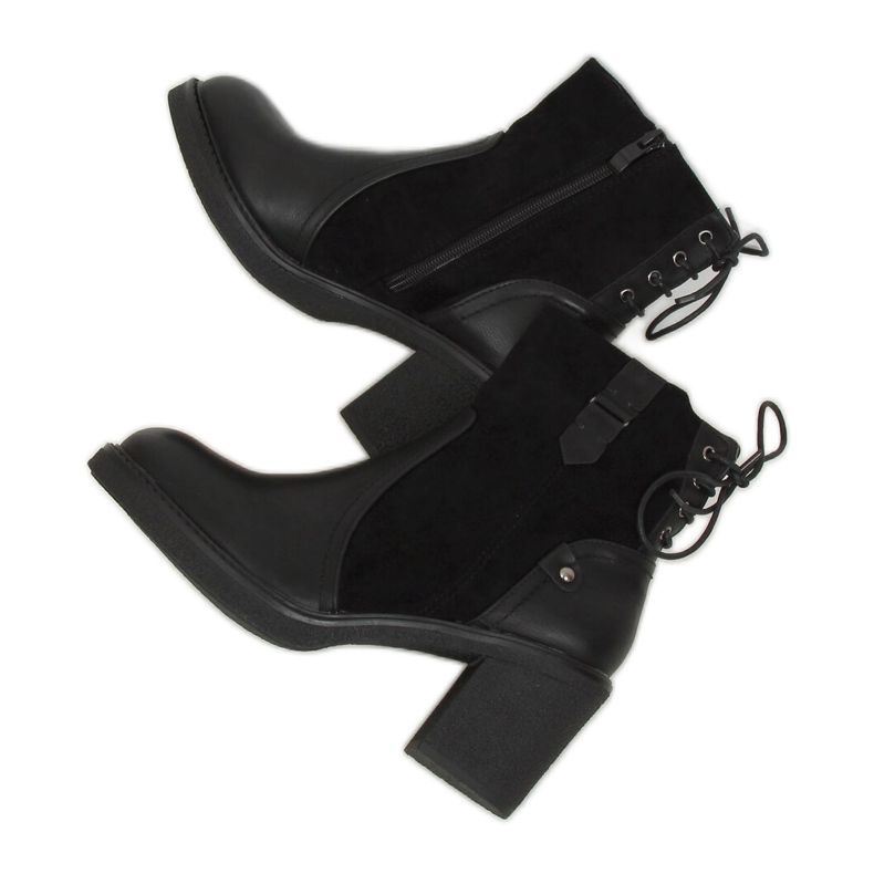 Bottines noires à talons larges H8116 Noir le noir