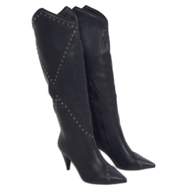 Boots noires à talon aiguille RB76P Noir le noir