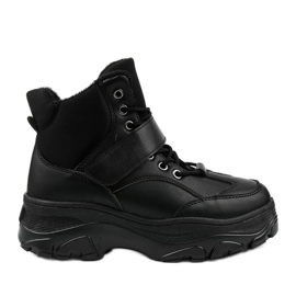 Baskets de sport à la mode noires en éco-cuir Soulsille le noir